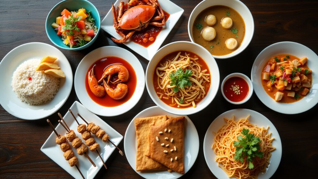 Spread of Singapore local foods